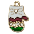 Christmas glove alloy charm with colorful enamel finish and sparkling crystal accents - Rhinestone Glove 20x13mm
