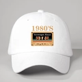 White adjustable cotton baseball cap featuring vintage 1980s cassette tape print - One Size / White
