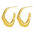 Minimalist gold-plated irregular U-shaped earrings with liquid metal texture for women - Liquid Metal Irregular Flow
