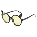 Gafas de sol para niños con orejas de conejo, montura redonda negra y lentes amarillas - Montura Negra Lentes Amarillas