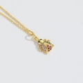Collier coccinelle doré avec pierres de zircone violettes, rouges et vertes - Coccinelle