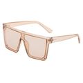 Occhiali da sole squadrati oversize con montatura champagne trasparente e rivetti - Montatura Champagne Lenti Champagne