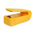 Portable mini heat sealer for food bags in bright yellow finish with safety guard - English Packaging / Yellow