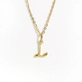 Golden stainless steel letter L heart necklace with elegant O-chain for women - Gold - Letter L