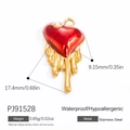 Ciondolo a cuore in acciaio inossidabile placcato oro 18k rosso e oro per gioielli - Ciondolo Cuore di Lava Fusa (PJ91528)