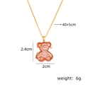 Pink resin bear pendant necklace with gold chain and zircon star details, 40+5cm length - Brown Cross Chain