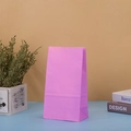 Close-up of pink kraft paper gift bag with rectangular vertical structure for parties - Purple