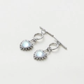 Silver heart-shaped OT toggle clasp with iridescent stone and white zircon accents - Platinum Colorful Peach Heart OT Clasp - 2Pcs/Pack