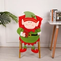 Festive Christmas Elf Chair Cover in Red and Green Fabric for Dining Room Decor - Christmas Elf