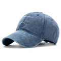 Classic navy blue washed cotton baseball cap with vintage worn finish for a stylish look - Adjustable / Royal Blue