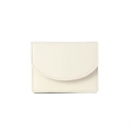 Minimalist off-white leather short wallet with rounded flap and precision stitching - White
