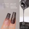 Vernis à ongles gel gris foncé pailleté F127 avec effet dégradé et couverture totale - F127 Paillettes Souhait de Nuit
