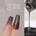 Sparkling dark gray glitter gel nail polish F127 with full coverage and ombre effect - F127 Night Wish Glitter