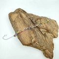 Three-row titanium steel bracelet with colorful crystals and adjustable lobster clasp - 6.5mm Multi-Color Stone-16.5+5CM