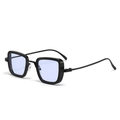 Retro thick black matte frame sunglasses with light purple square lenses for men - C15-Black Frame Blue Lens