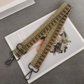 Adjustable military green and brown geometric woven guitar strap for crossbody bags - Army Green + Gunmetal Hook