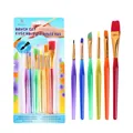 Set of 6 colorful transparent handle art brushes with nylon tips for oil and watercolor - 6Pcs Color Plastic Handle HB025-B6X / Colorful