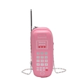 Creative pink retro mobile phone shaped crossbody bag with silver chain and keypad detail - Pink