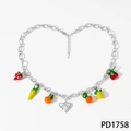 Collana a catena argento con ciondoli a frutta colorati disposti a forma di cuore - Collana d'Argento (PD1758)