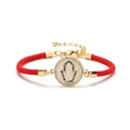Verstelbare rode Milaan touwarmband met gouden Hamsa Hand hanger en kleurrijke kristallen - Rood geweven touw ronde emaille Hamsa kleurrijke zirkonia / Rood/Goud