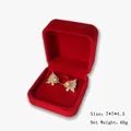 Golden rotating Christmas tree earrings with zircon studs in a red velvet gift box - Red Velvet Gift Box