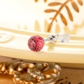 Single 6mm faceted pink crystal ball ear stud with silver titanium screw and droplet - Pink (A399-2#)