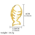 Polished gold stainless steel fishbone pendant for DIY necklaces with dimensions 6x3.5cm - Golden Fishbone Pendant (A0009801)