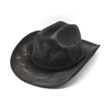 Chapeau de cowboy western vintage anthracite à large bord avec ruban en cuir décoratif - M (56-59cm) / Noir