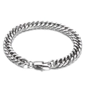 Silver stainless steel cuban link bracelet for men and women with lobster clasp closure - Silver 8mm Beveled Edge Curb Chain Bracelet-18cm