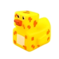 Yellow pixel art rubber duck bath toy with orange patterns in a Minecraft style - Square Duck Yellow