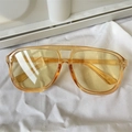 Retro oversized yellow pilot sunglasses with translucent frames and tinted lenses - Aviator Style Yellow