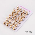Wholesale set of 24 stainless steel gold hoop earrings with iridescent crystals on white board - Gold - Rainbow Zircon (12 Pairs Set)