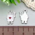Silver poker soldier enamel charm featuring Red Heart Ace pattern for DIY jewelry - 1Pc Poker Soldier