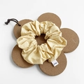 Pale yellow cotton scrunchie hair tie on cork mat for high ponytail hairstyles - Large / Yellow