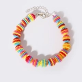 Collare per cani con perle arcobaleno, sfere colorate e chiusura a moschettone in argento - Colorato