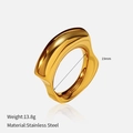 Anello irregolare in acciaio inossidabile dorato con diametro interno 19mm - US 7 / Stile a Onda Larga Irregolare (YHTSR-2501197) / Oro