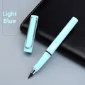 Light blue inkless everlasting pencil on black leather notebook with ergonomic grip - Small Rod HB / Light Blue