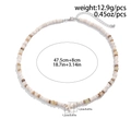 Men's summer beaded necklace with coconut shells, starfish pendant and product size details - 47.5cm+8cm / Silver-White K