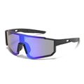 Gafas de sol deportivas negro mate con lentes de espejo degradados azul-violeta y diseño fluido - Montura Negra Lente Degradada Azul Gris