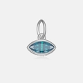 Ciondolo occhio del diavolo in argento S925 con zircone blu per creazione gioielli - Solo Ciondolo (Senza Catena) / Stile Blu Mare (Tono Argento)