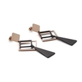 Minimalist geometric earrings in rose gold finish with black triangular pendants - Rose Gold and Black Color Block Style (KE86949-KFC)