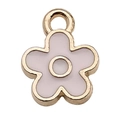 Pink enamel flower charm with golden metal trim for DIY jewelry making and crafts - Small Daisy
