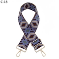 Detail of adjustable blue and brown diamond pattern woven strap with gold metal buckles - C-18 Lake Blue Diamond Gold Buckle