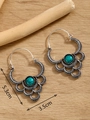 Vintage silver bohemian drop earrings with turquoise inlay, size 5.3cm by 3.5cm - Silver FX748 With Turquoise