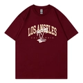 Loose fit burgundy Los Angeles California surf graphic t-shirt for women in cotton - Burgundy