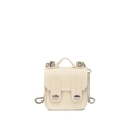 Mini bolso bandolera de cuero crema con remaches y cadena plateada para niños - Blanco Roto