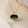 Collana cuore lava con ciondolo in smalto nero e design a goccia d'oro per donne trendy - Verde Scuro