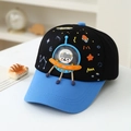Children's baseball cap with cartoon spaceship and astronaut design, black and blue colors - Kids One Size / Spaceship Black