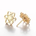 Boucles d'oreilles clous en acier inoxydable doré avec motif symbole atome science - Symbole de l'atome / Or