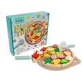 Set pizza in legno giocattolo con accessori in velcro per cucina gioco per bambini - Pizza in Scatola Verde